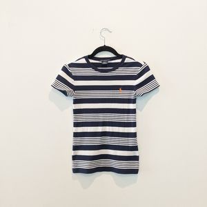 Ralph Lauren sports strip basic tee blue white S